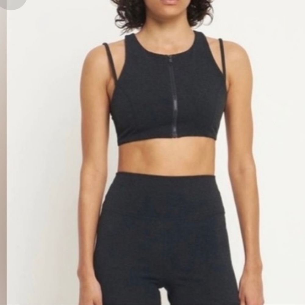 WeWoreWhat,NWT,Active Double Strap Zip Up Bra,Large